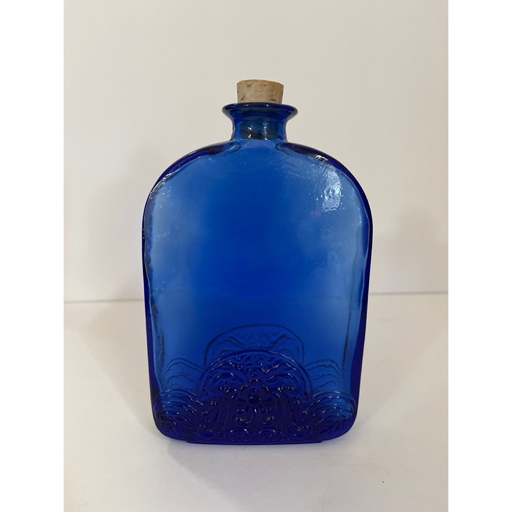 Vintage Cobalt Blue Glass Flask